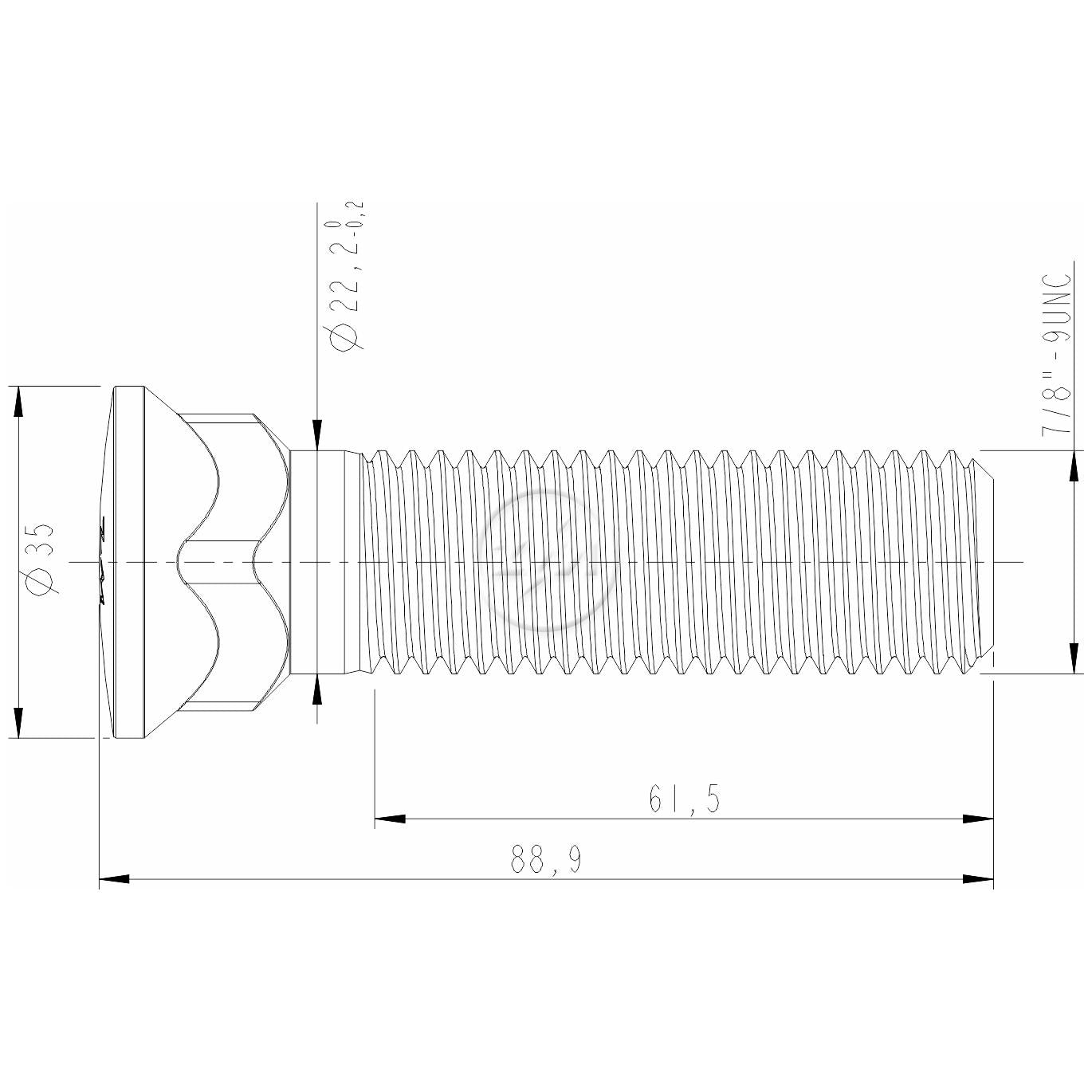 Kit 50 Parafuso Lâmina Trator 7/8"-9UNC x 3,1/2" - (2)
