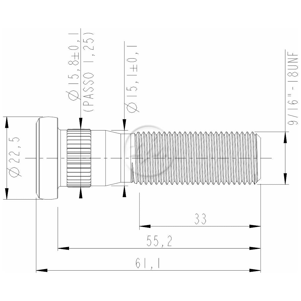 Kit 30 Parafuso de Roda 9/16"-18UNF x 55,2/61,1 - (2)