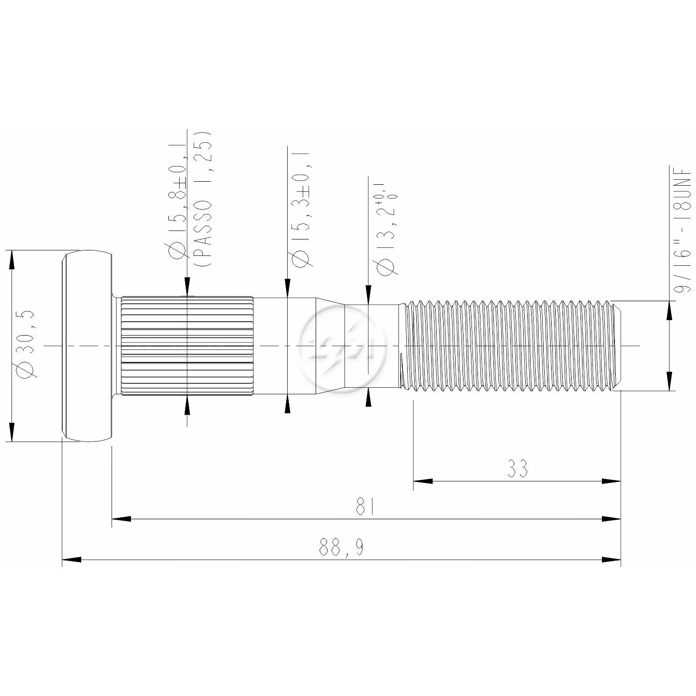 Kit 30 Parafuso de Roda 9/16"-18UNF x 81/88,9 - (2)