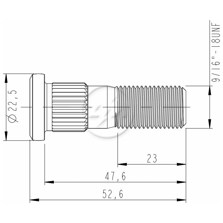 Kit 50 Parafuso de Roda 9/16"-18UNF x 47,6/52,6 - (2)