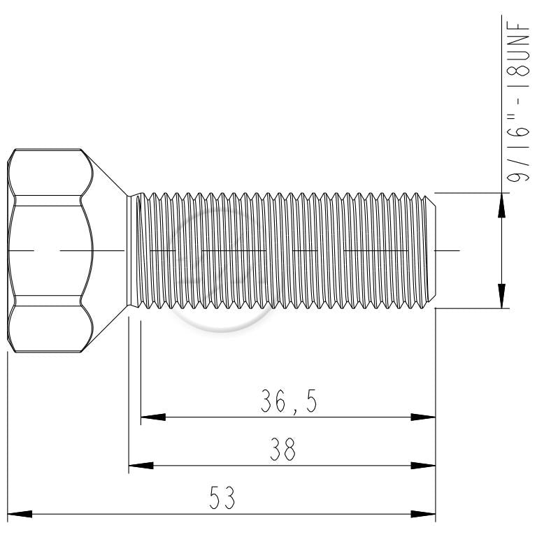 Kit 50 Parafuso Roda 9/16"-18UNF x 38/53 x CH7/8" - (2)