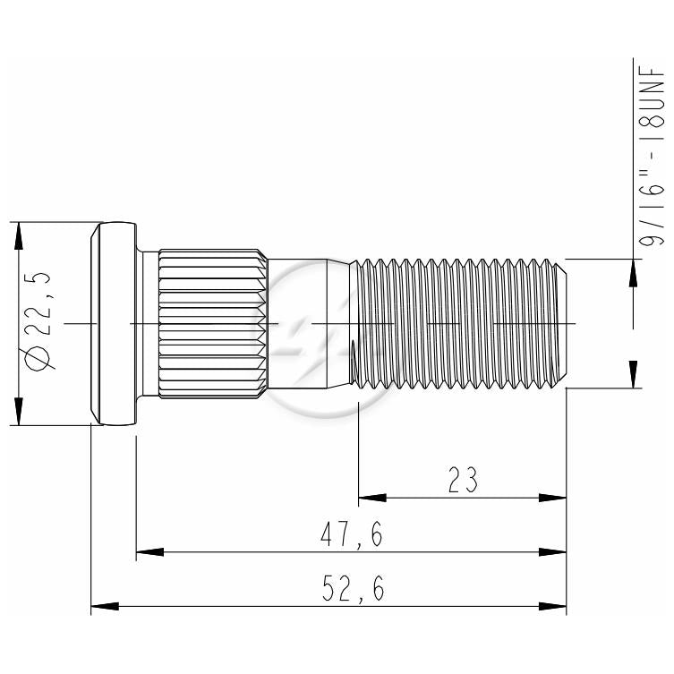 Kit 50 Parafuso de Roda 9/16"-18UNF x 47,6/52,6 - (2)