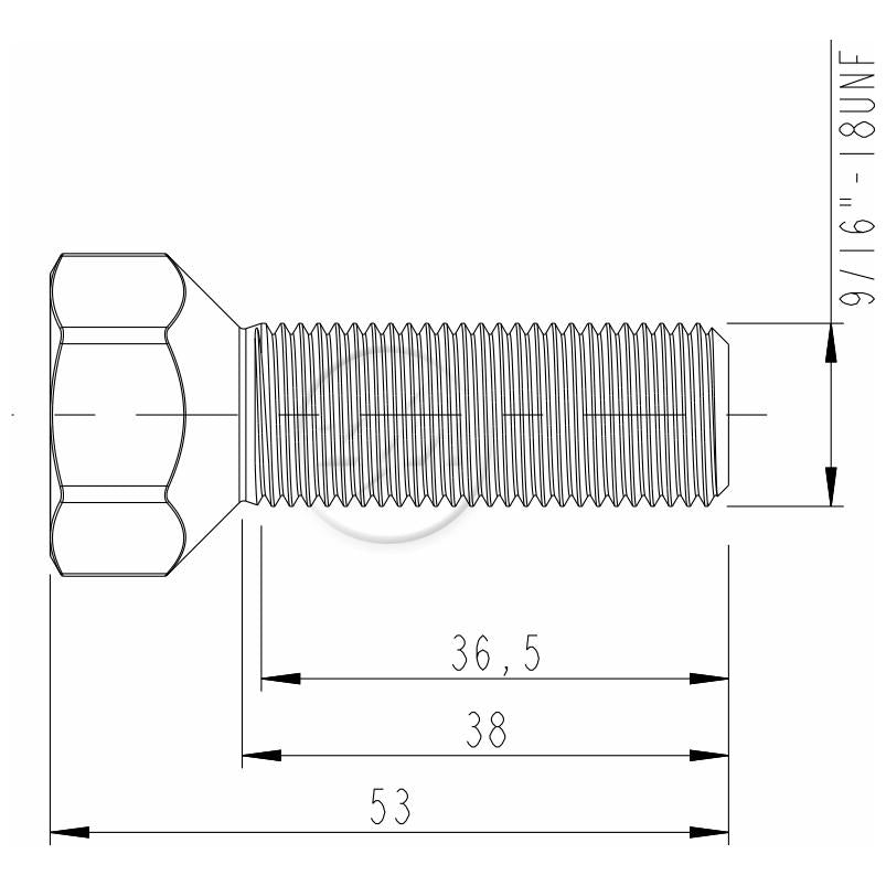 Kit 50 Parafuso Roda 9/16"-18UNF x 38/53 x CH7/8" - (2)