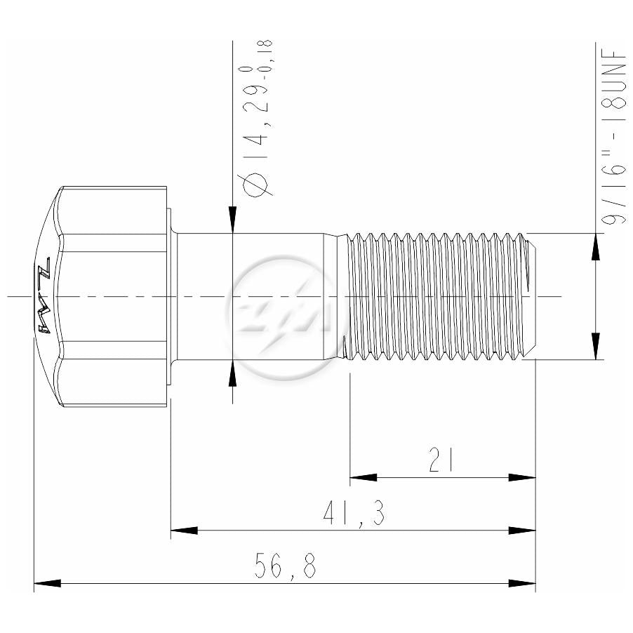 Kit 50 Parafuso da Esteira 9/16"-18UNF x 1,5/8" - (2)