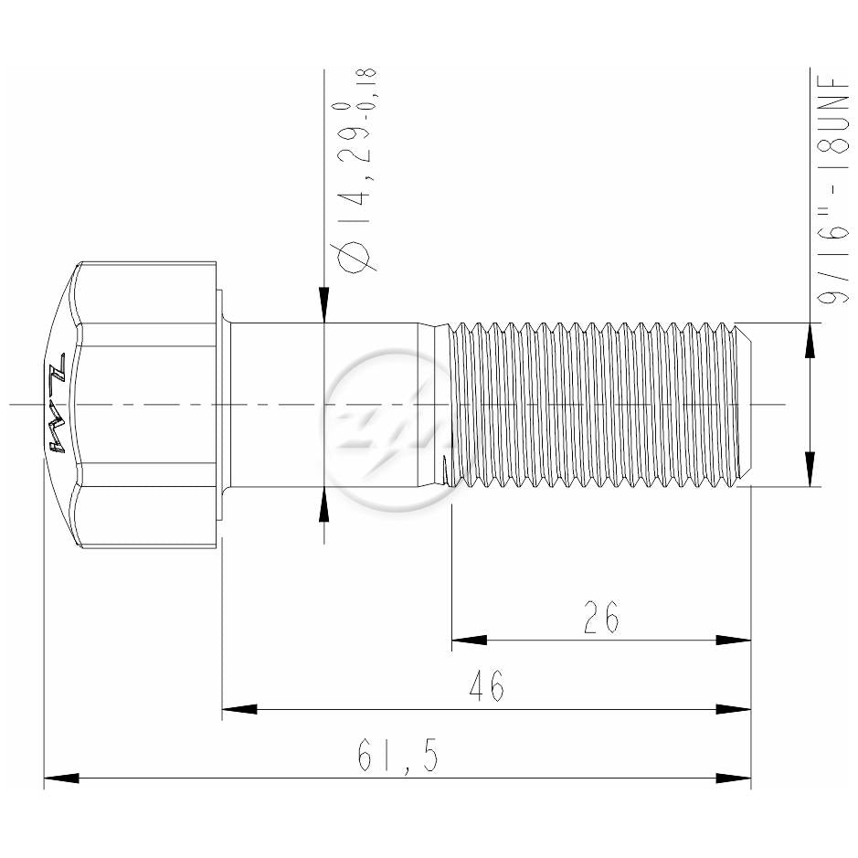 Kit 50 Parafuso da Esteira 9/16"-18UNF x 1,13/16" - (2)