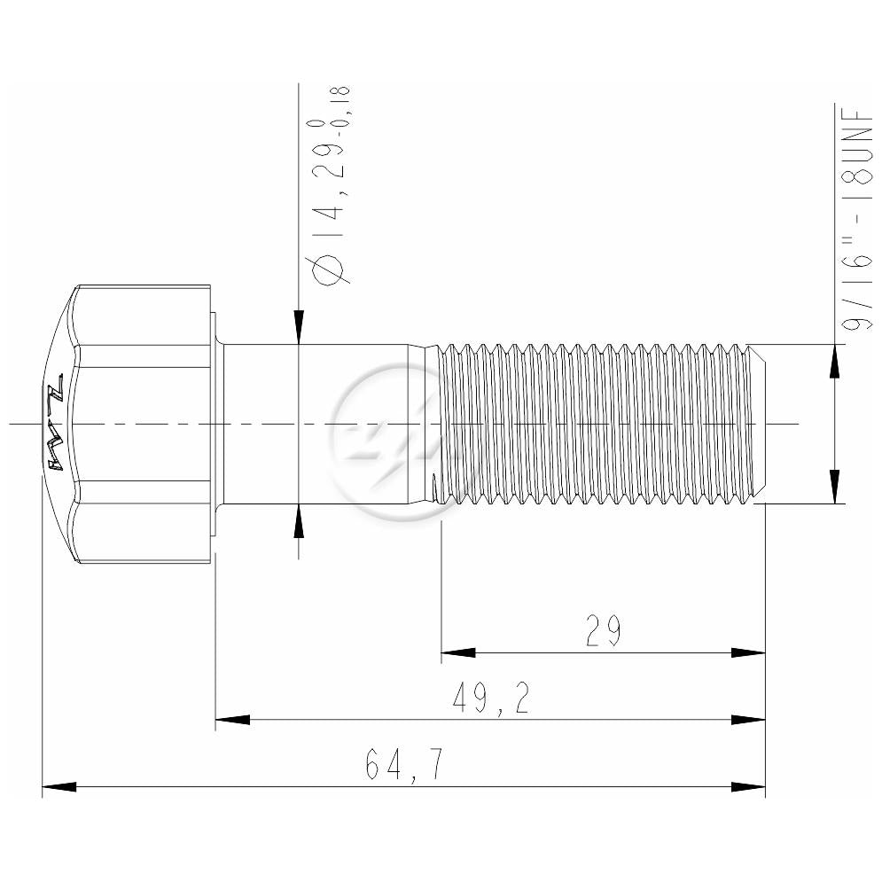 Kit 50 Parafuso da Esteira 9/16"-18UNF x 1,15/16" - (2)