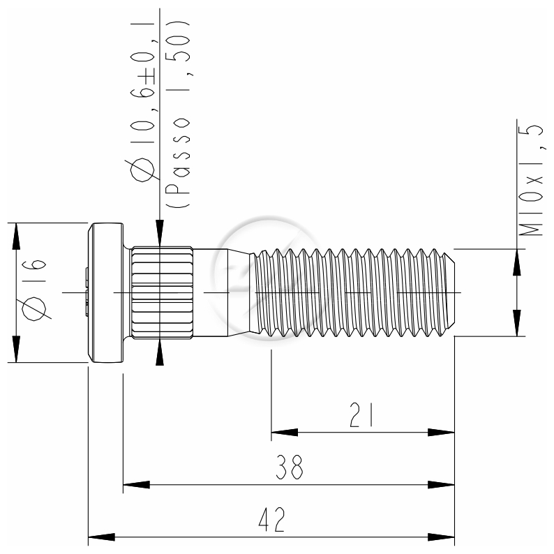 Kit 50 Parafuso Suspensor Pneumático M10-1,5x38/42 - (2)