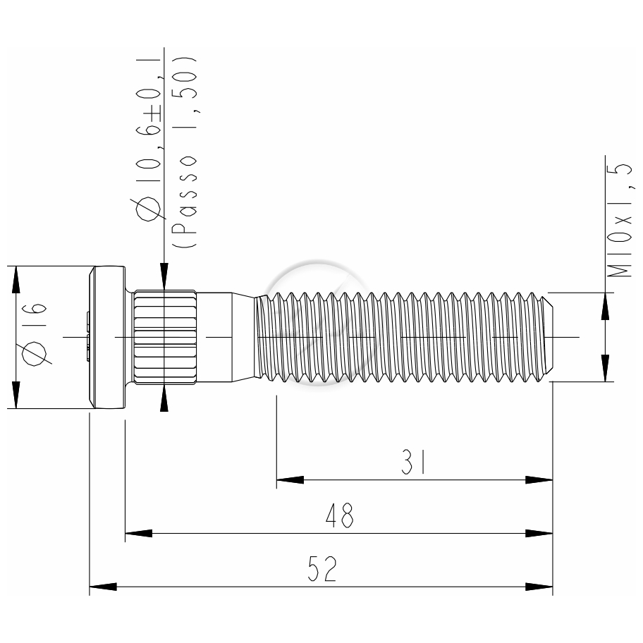 Kit 50 Parafuso Suspensor Pneumático M10-1,5x48/52 - (2)