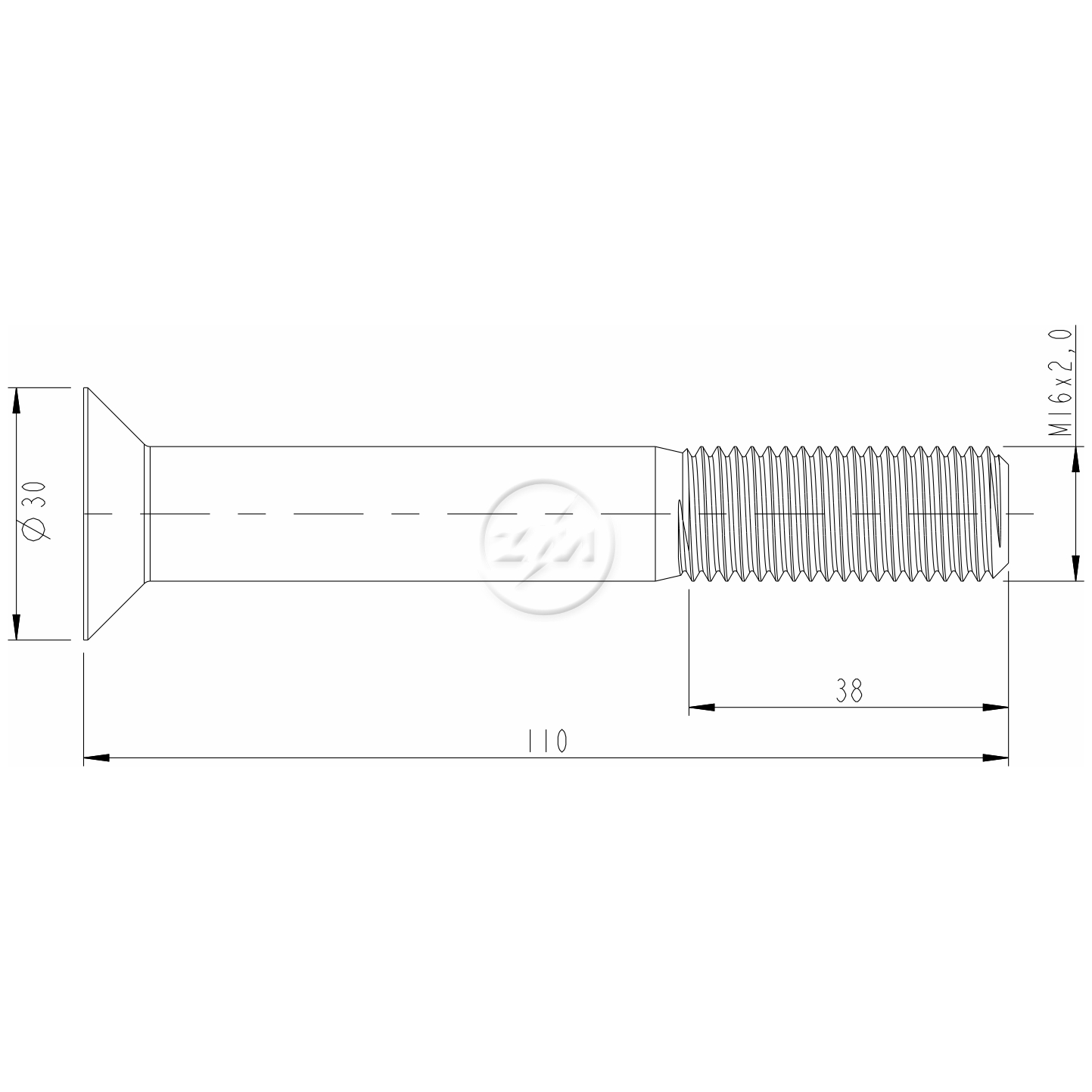 Kit 50 Parafuso Quinta Roda M16-2,0 X 110 X CH10 - (2)
