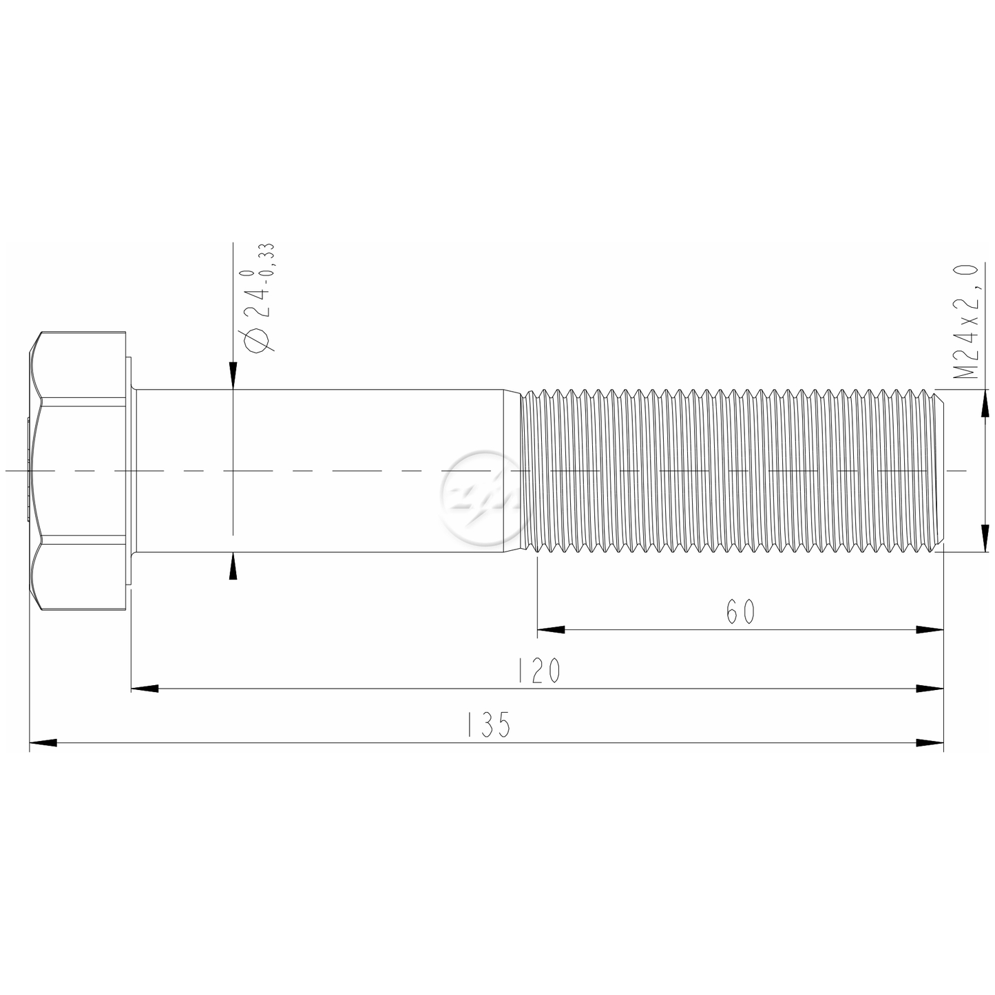 Kit 30 Parafuso Pino Tensor M24-2,0 X 120 X CH36 - (2)