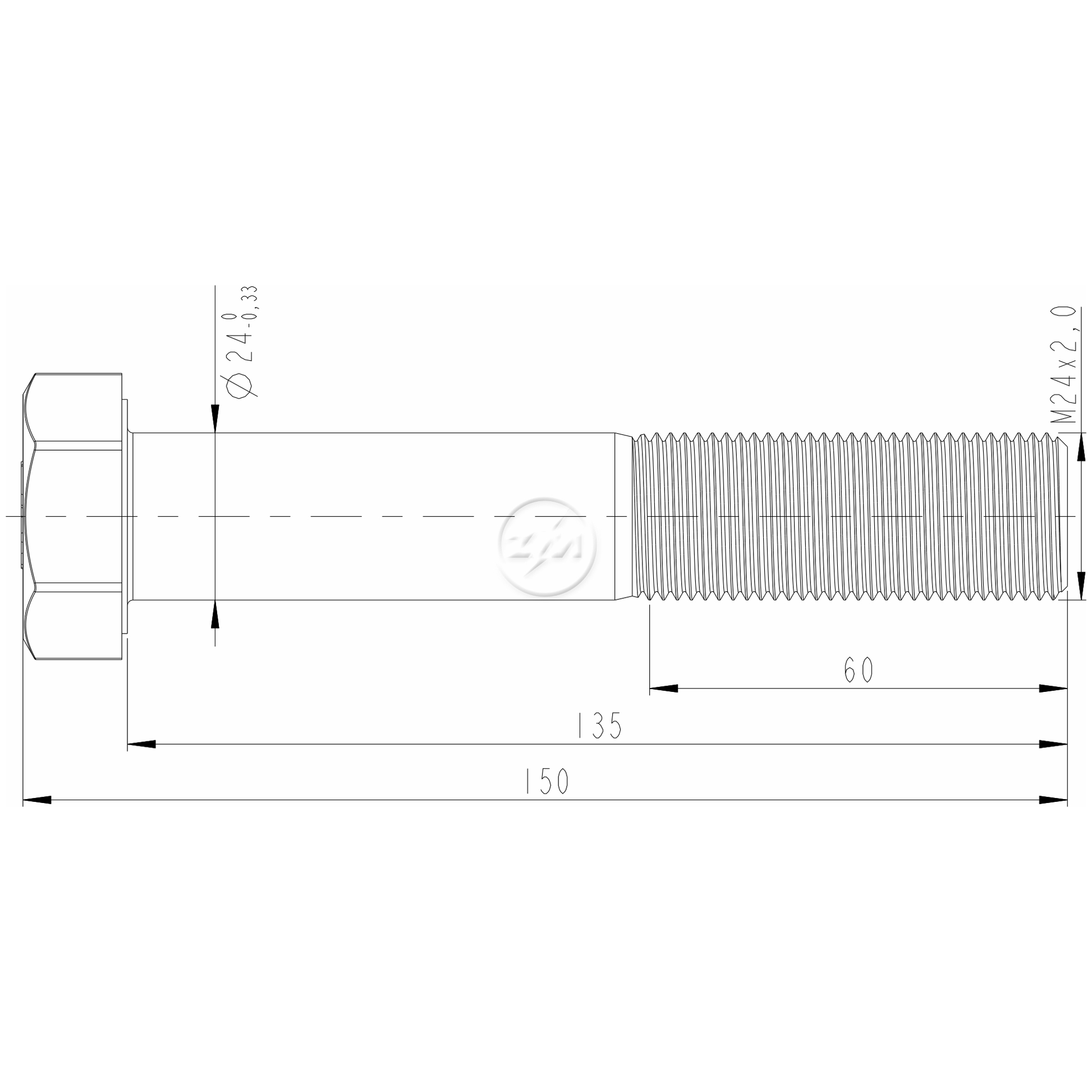 Kit 24 Parafuso Pino Tensor M24-2,0 X 135 X CH36 - (2)