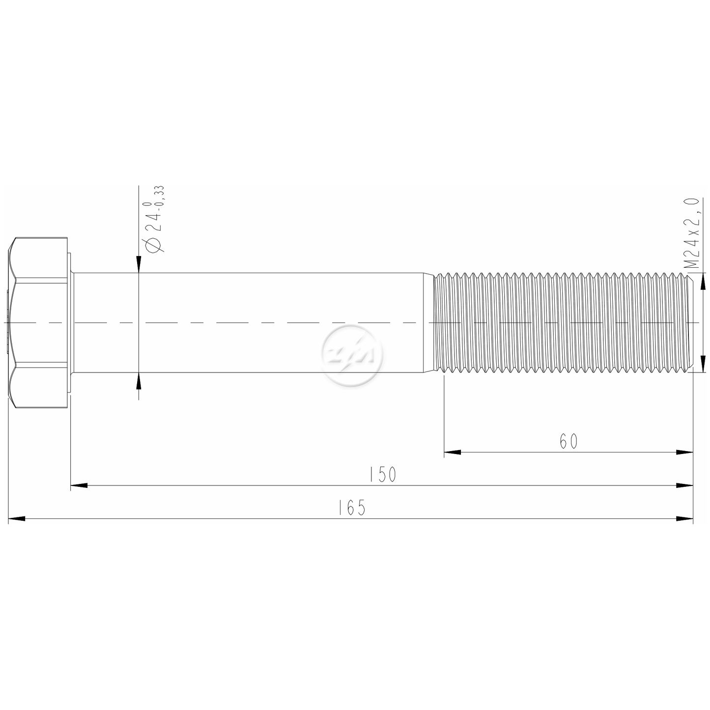 Kit 20 Parafuso Pino Tensor M24-2,0 X 150 X CH36 - (2)