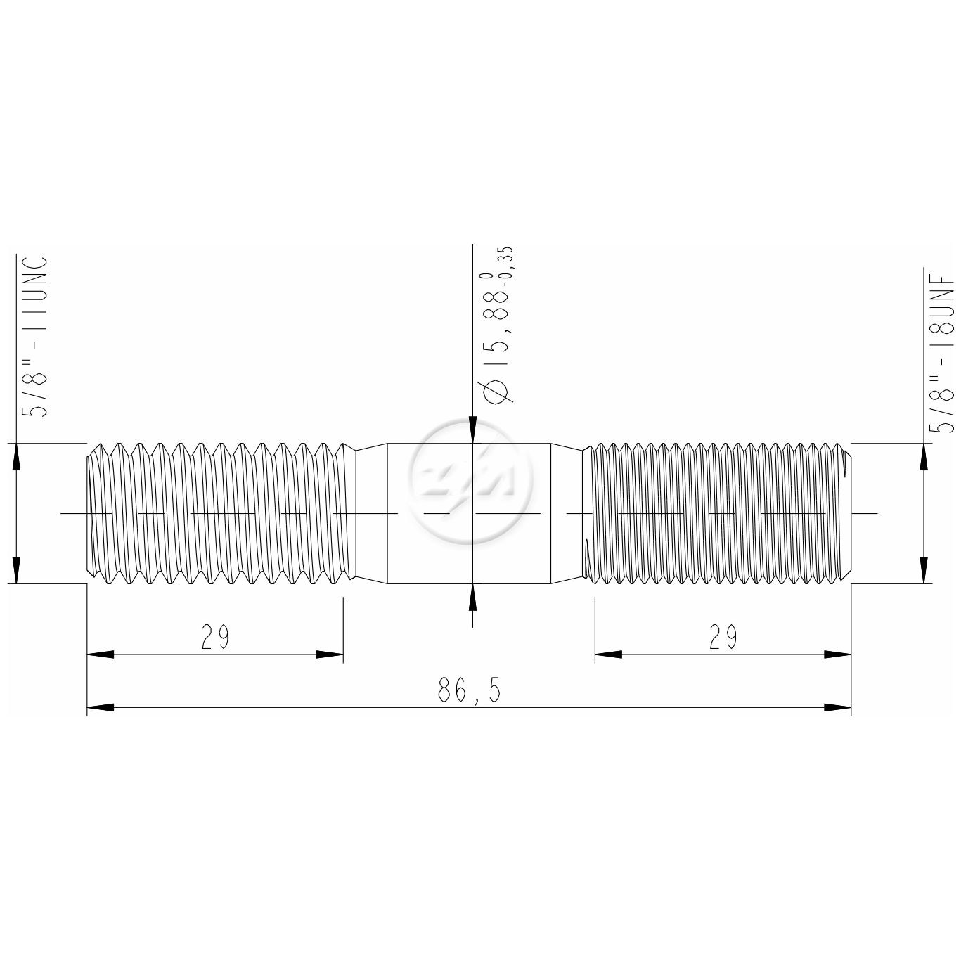 Kit 50 Prisioneiro Roda 5/8"-11UNCx5/8"x3,13/32" - (2)