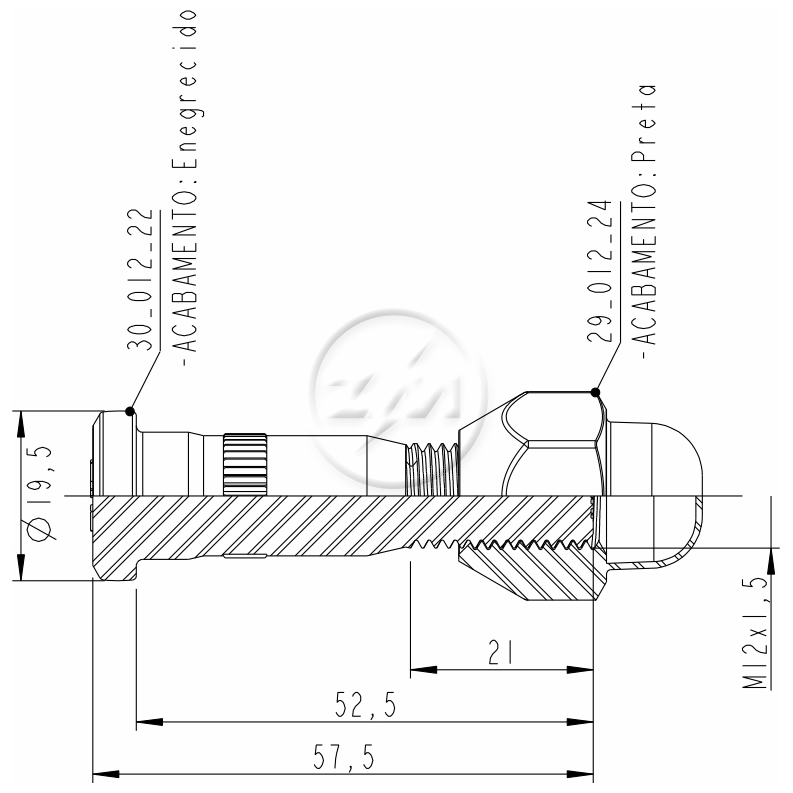Kit 50 Parafuso Roda M12-1,5x52,5/57,5xCH21 - ZM - 40.012.13 - (2)