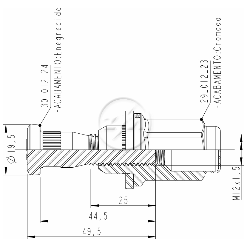 Kit 50 Parafuso Roda M12-1,5x44,5/49,5xCH21 - ZM - 40.012.18 - (2)