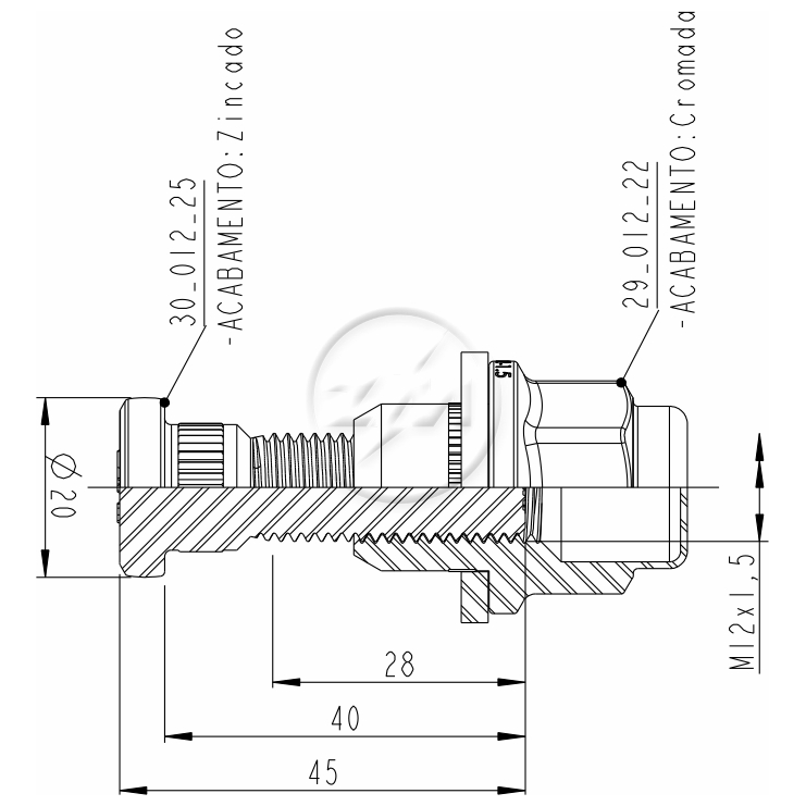 Kit 50 Parafuso Roda M12-1,5x40/45xCH21xH37 - ZM - 40.012.22 - (2)