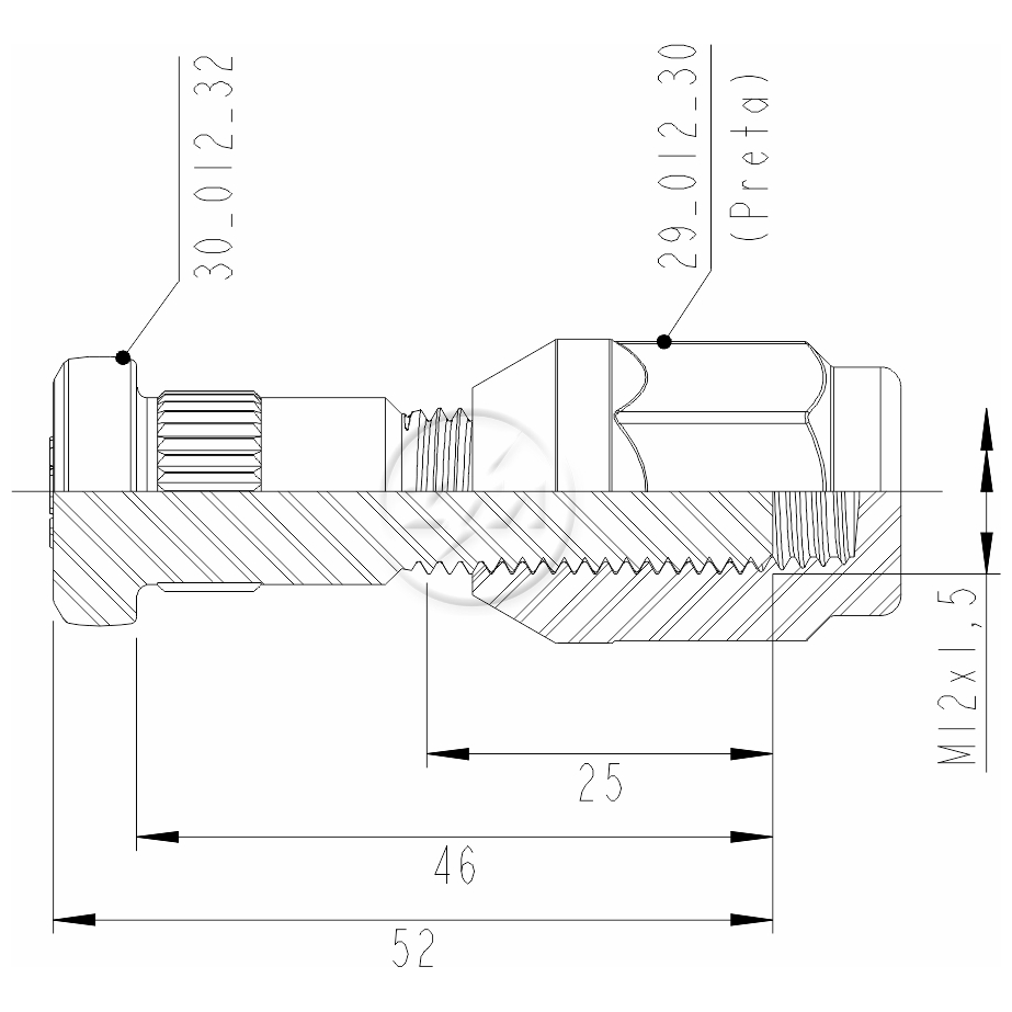 Kit 30 Parafuso Roda M12-1,5x46/45xCH19xH31 - ZM - 40.012.37 - (2)
