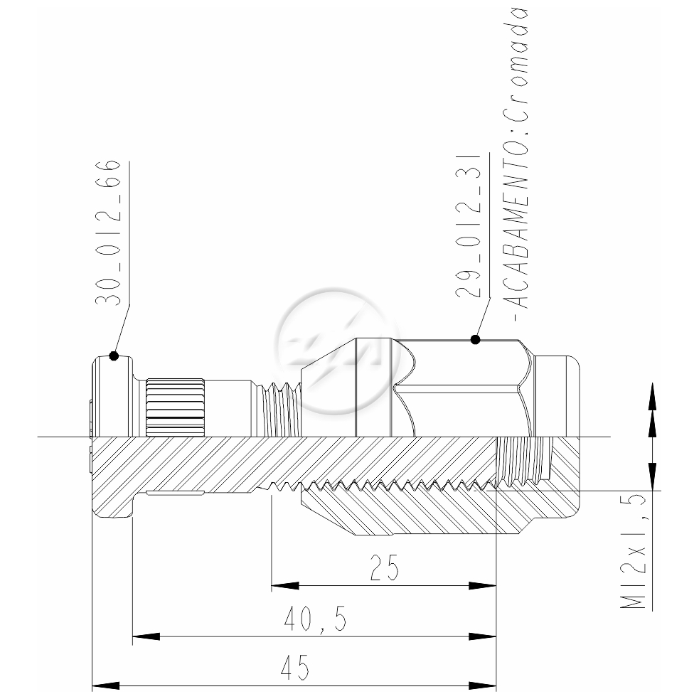 Kit 30 Parafuso Roda M12-1,5x40,5/45xCH19xH31 - ZM - (2)