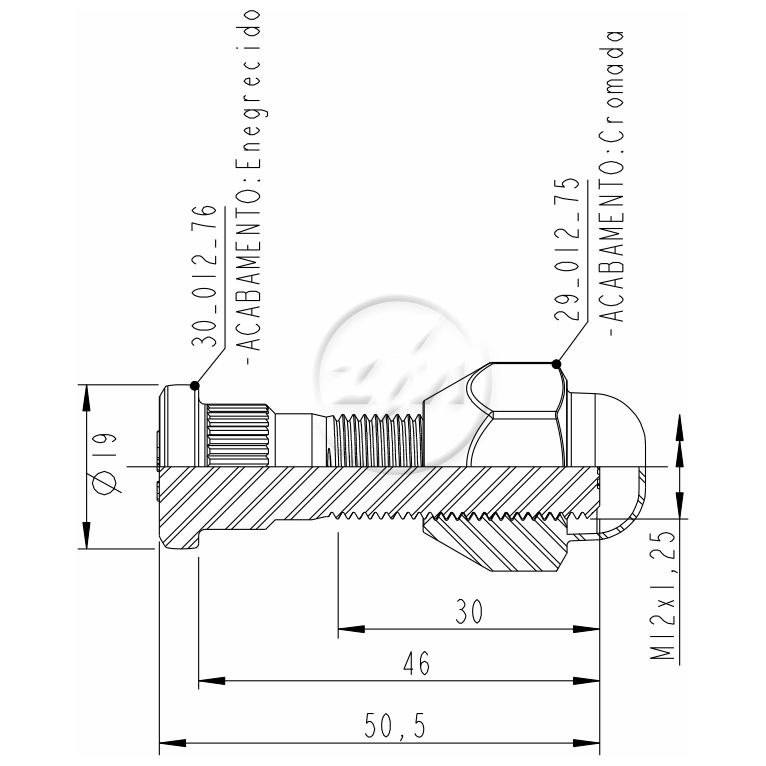 Kit 50 Parafuso Roda M12-1,25x46/50,5xCH21 - ZM - 40.012.72 - (2)