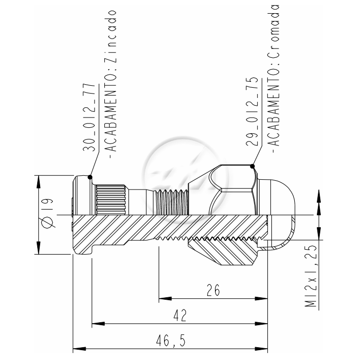 Kit 50 Parafuso Roda M12-1,25x42/46,5xCH21 - ZM - 40.012.73 - (2)