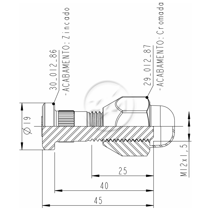 Kit 50 Parafuso Roda M12-1,5x40/45xCH21xH29 - ZM - 40.012.84 - (2)