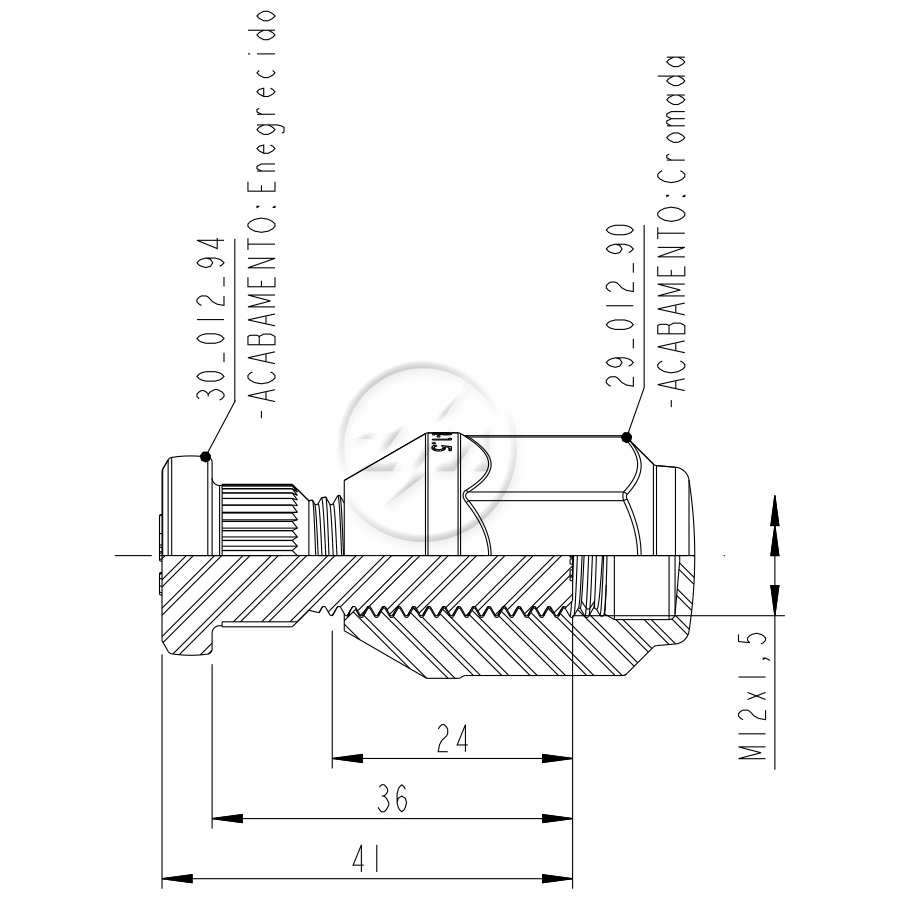 Kit 50 Parafuso Roda M12-1,5x36/41xCH21xH36 - ZM - 40.012.94 - (2)