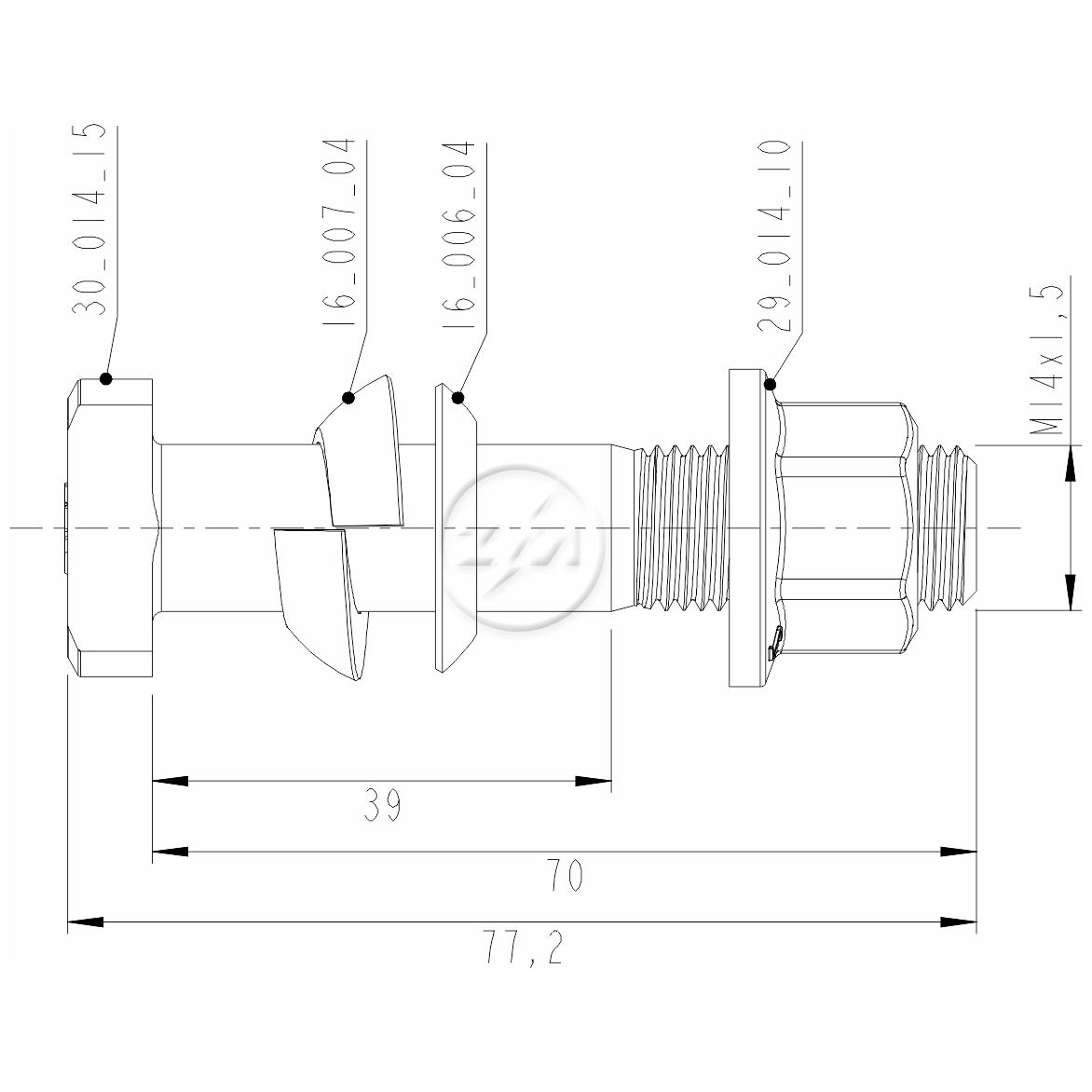 Kit 30 Parafuso Roda M14-1,5x70/77,2xCH19xH16 - ZM - (2)