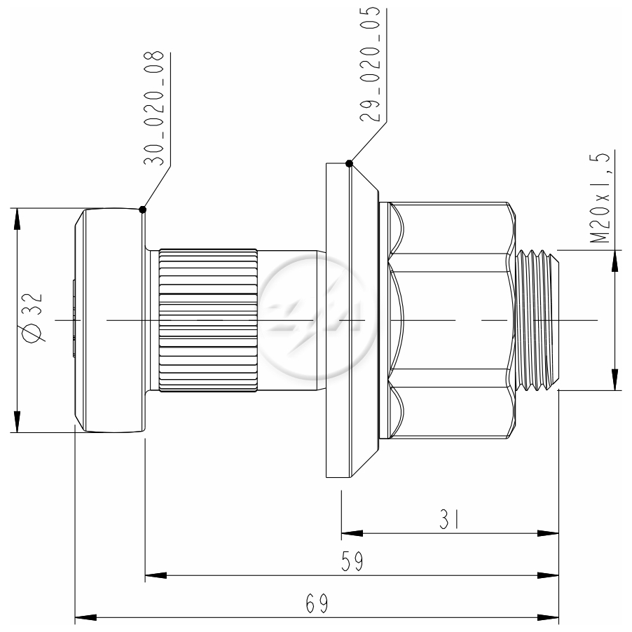 Kit 20 Parafuso Roda M20-1,5x59/69xCH30xH27 - ZM - 40.020.48 - (2)