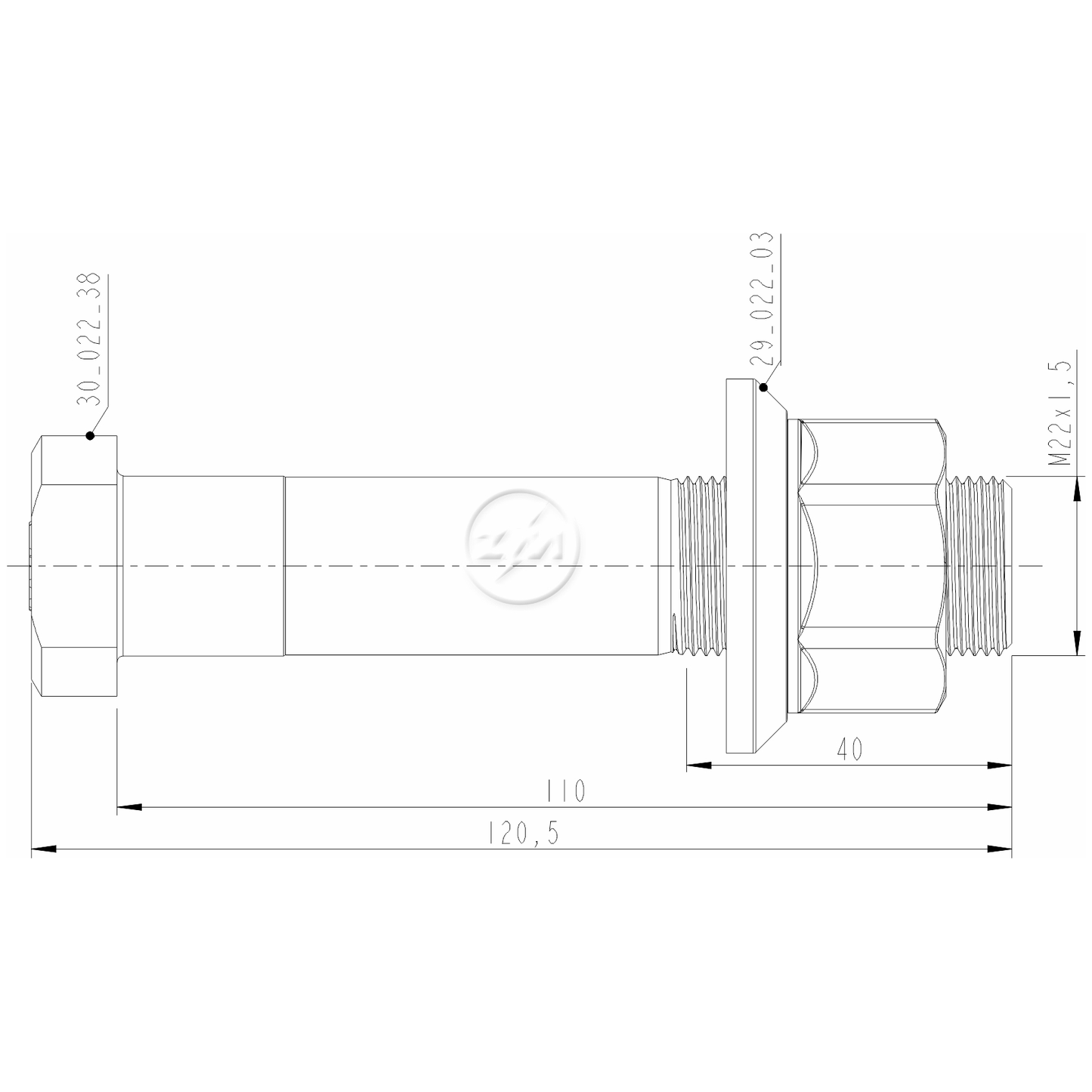 Kit 20 Parafuso Roda M22-1,5x110/120,5xCH32 - ZM - 40.022.43 - (2)