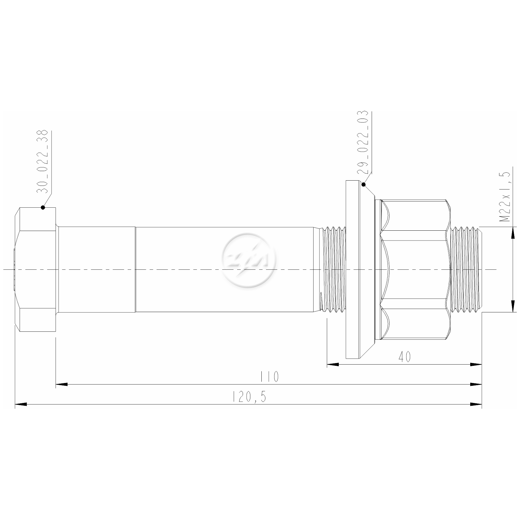 Kit 20 Parafuso Roda M22-1,5x110/120,5xCH32 - ZM - 40.022.43 - (2)