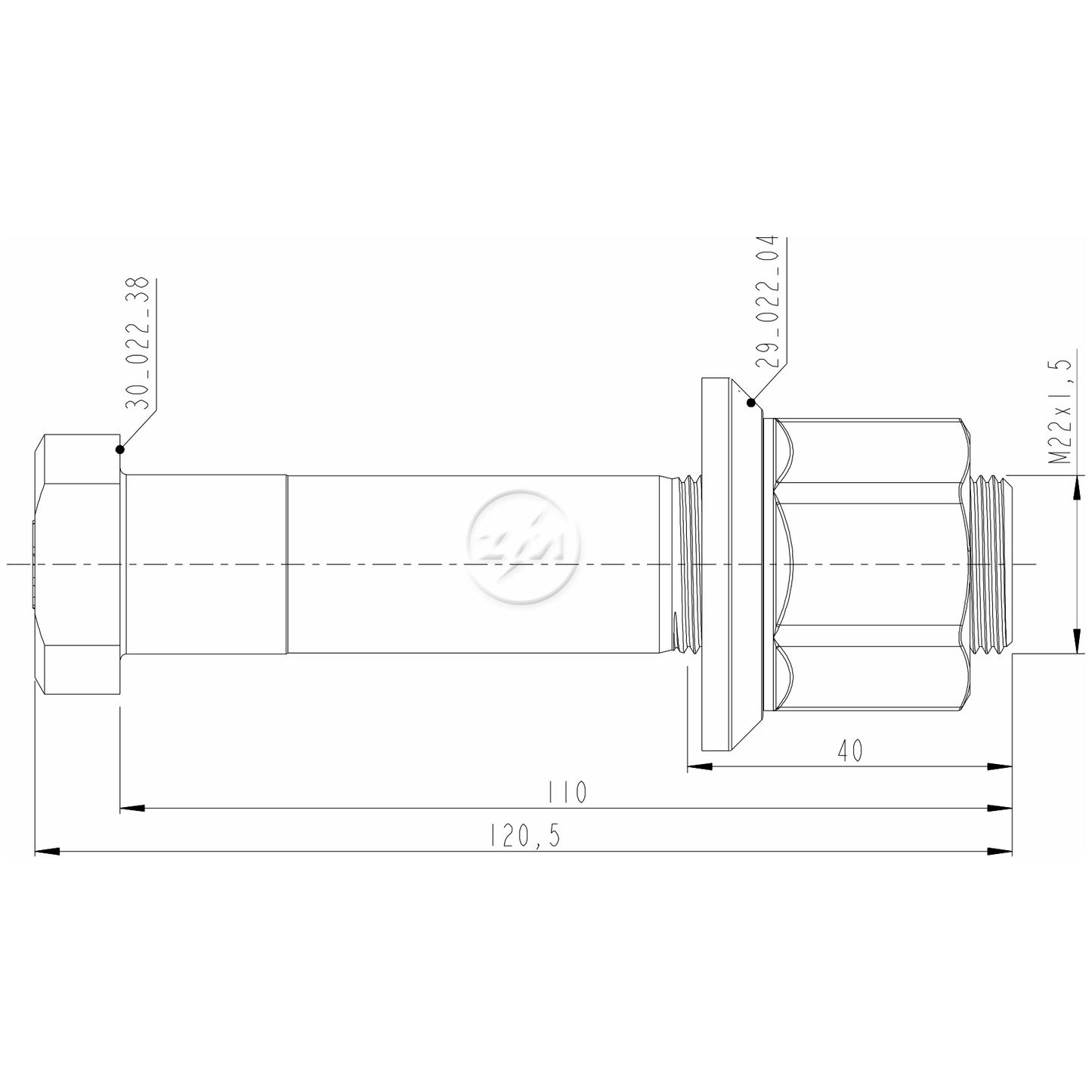 Kit 20 Parafuso Roda M22-1,5x110/120,5xCH32 - ZM - 40.022.45 - (2)