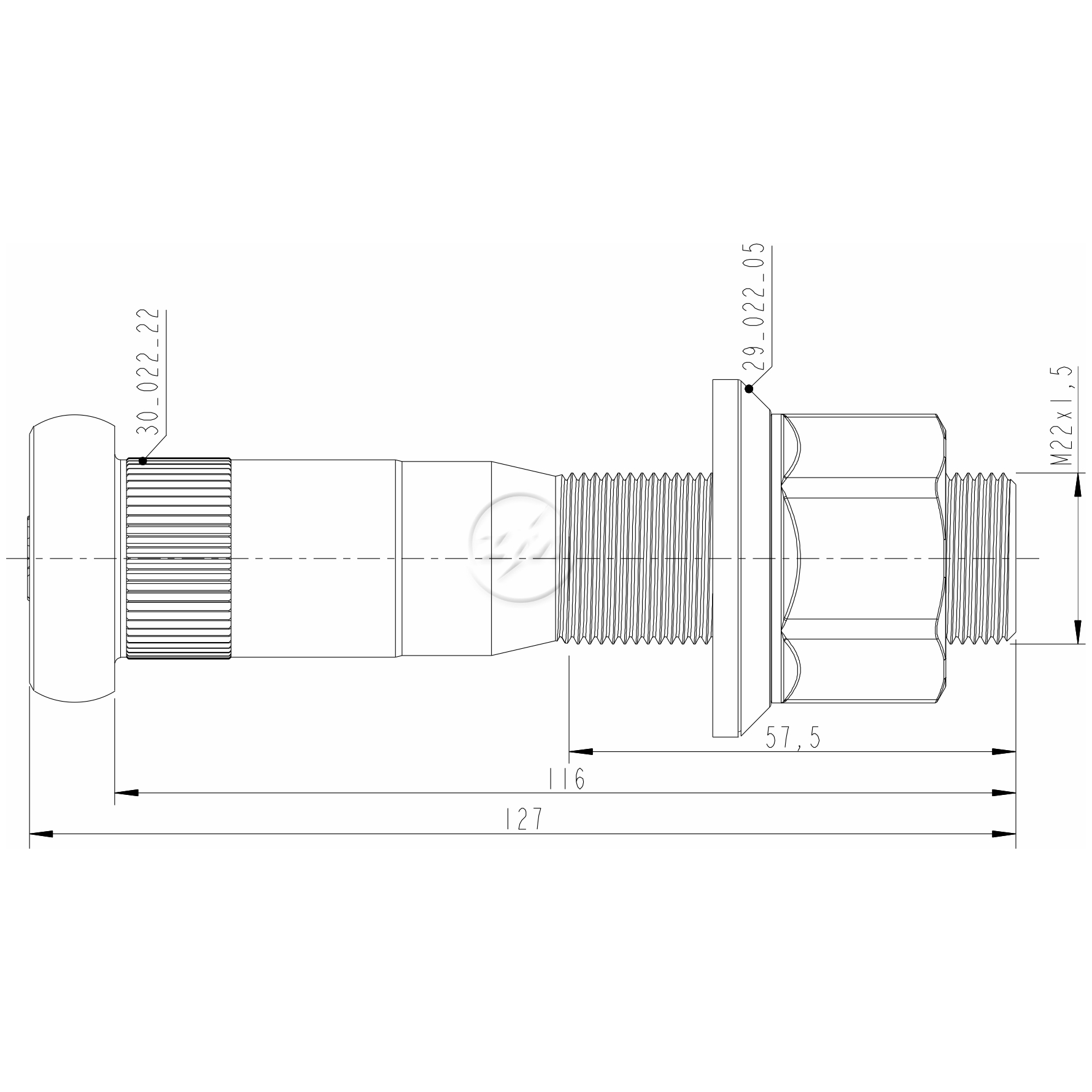 Kit 20 Parafuso Roda M22-1,5x116/127,5xCH33 - ZM - 40.022.64 - (2)