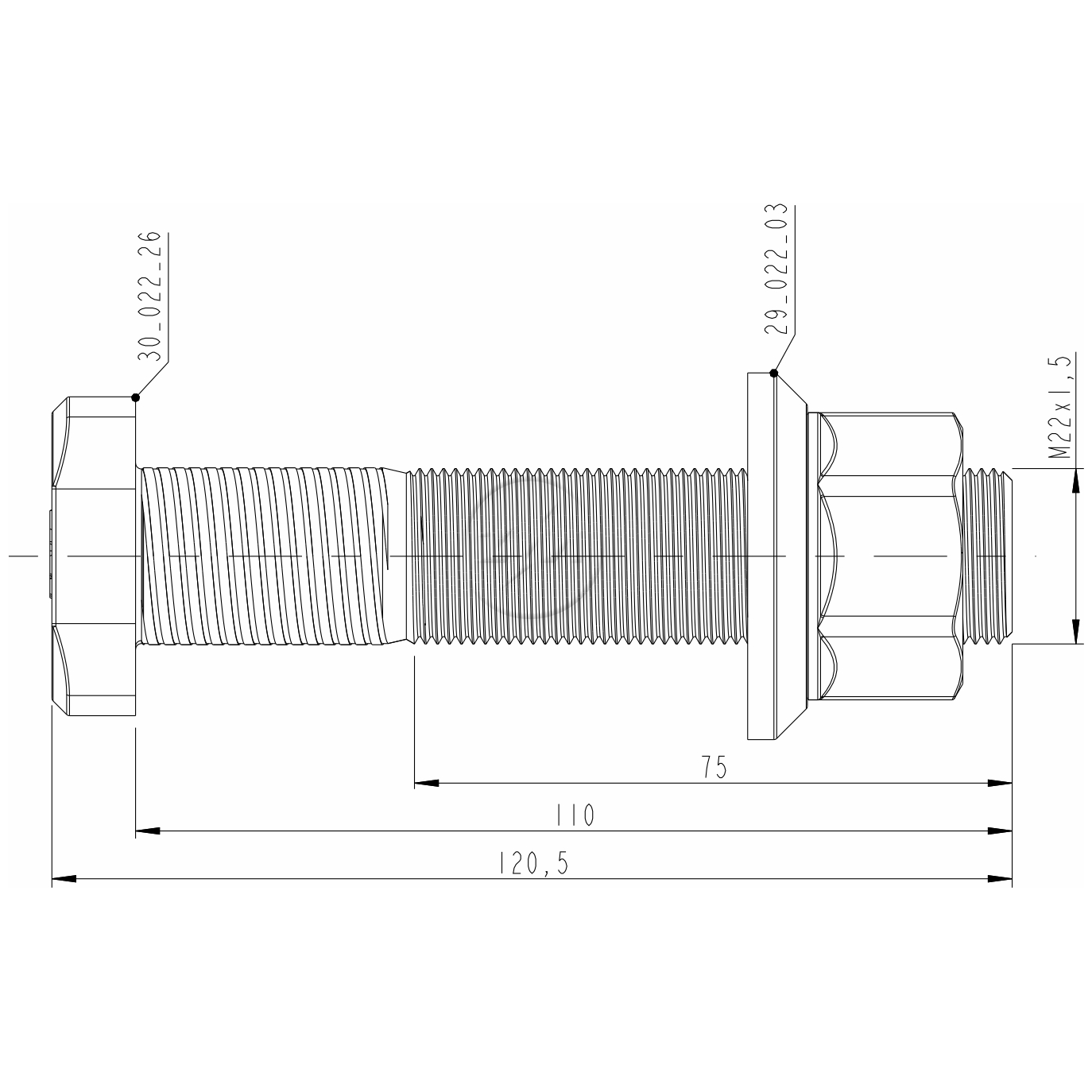 Kit 20 Parafuso Roda M22-1,5x110/120,5xCH32 - ZM - 40.022.68 - (2)