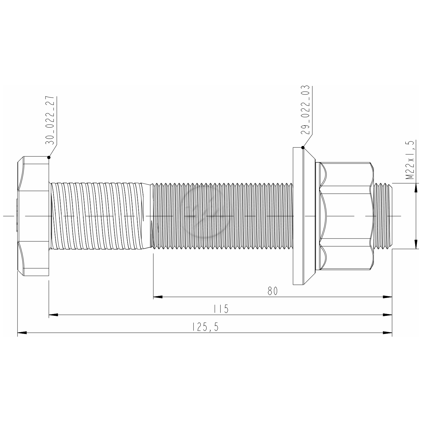 Kit 20 Parafuso Roda M22-1,5x115/125,5xCH32 - ZM - 40.022.69 - (2)