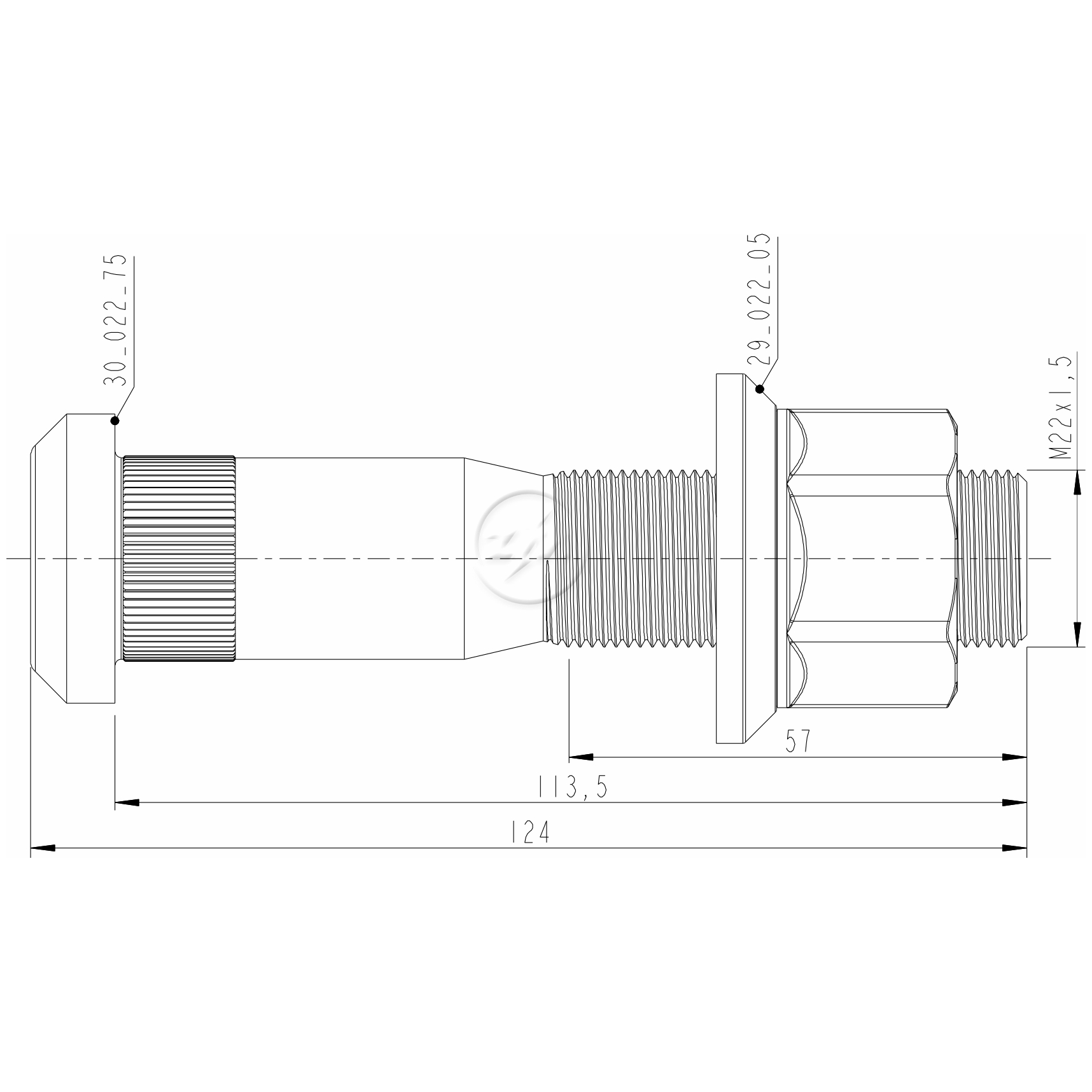 Kit 20 Parafuso Roda M22-1,5x113,5/124xCH33 - ZM - 40.022.75 - (2)