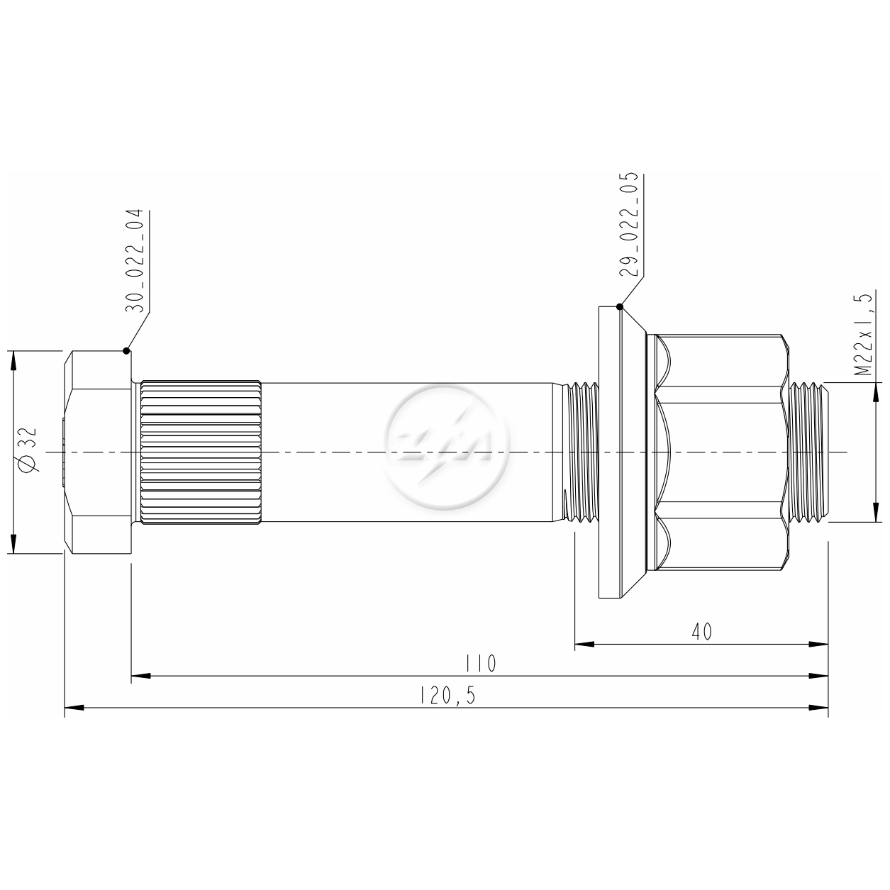 Kit 20 Parafuso Roda M22-1,5x110/120,5xCH33 - ZM - 40.022.98 - (2)