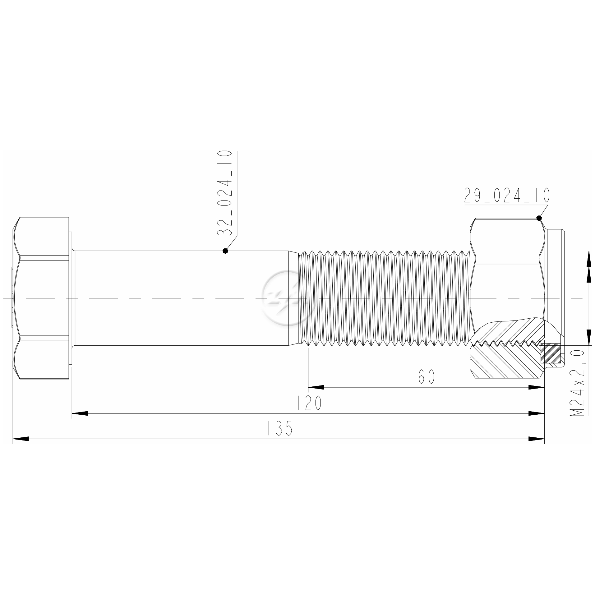 Kit 16 Parafuso Pino Tensor M24-2,0x120xCH36 - ZM - (2)