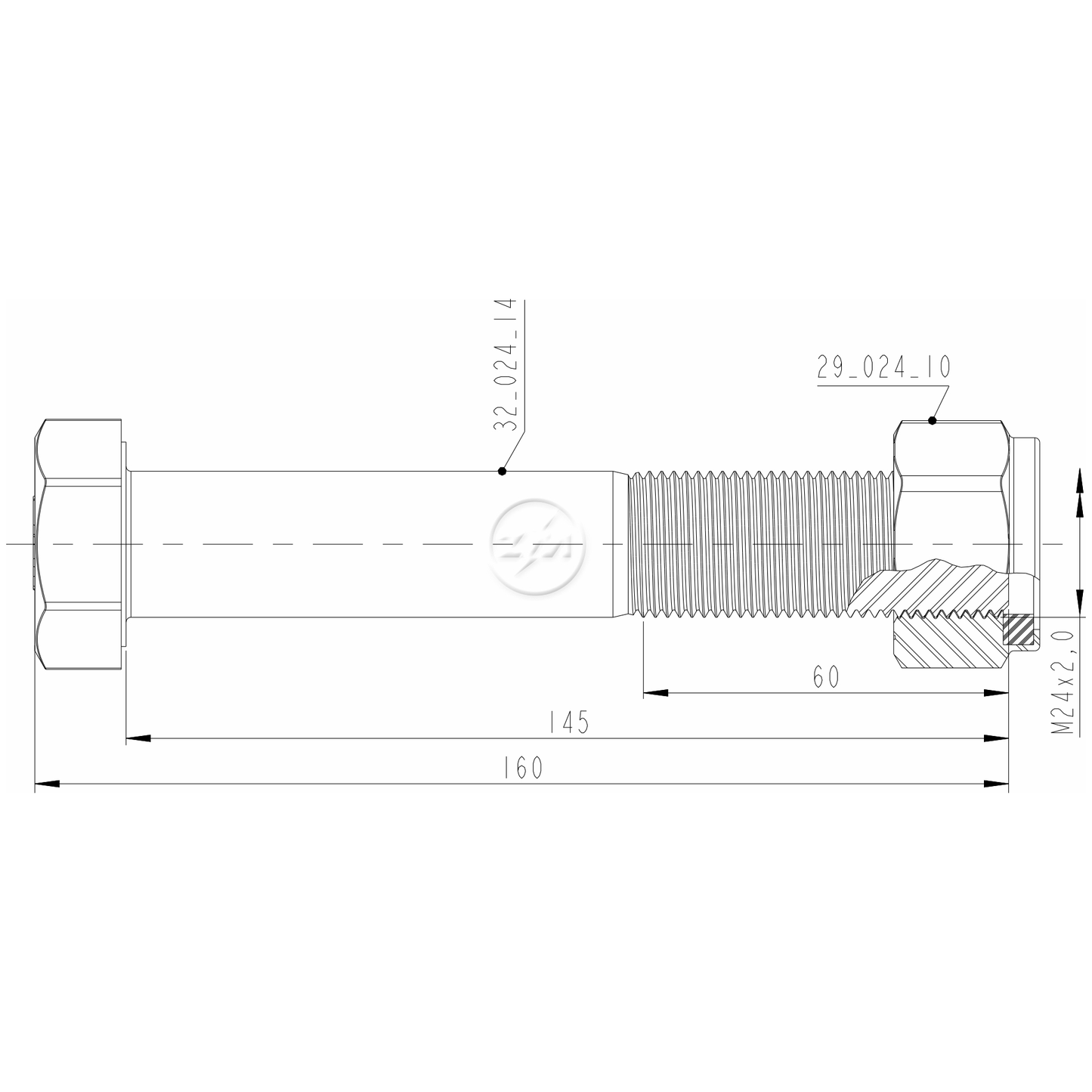 Kit 16 Parafuso Pino Tensor M24-2,0x145xCH36 - ZM - (2)