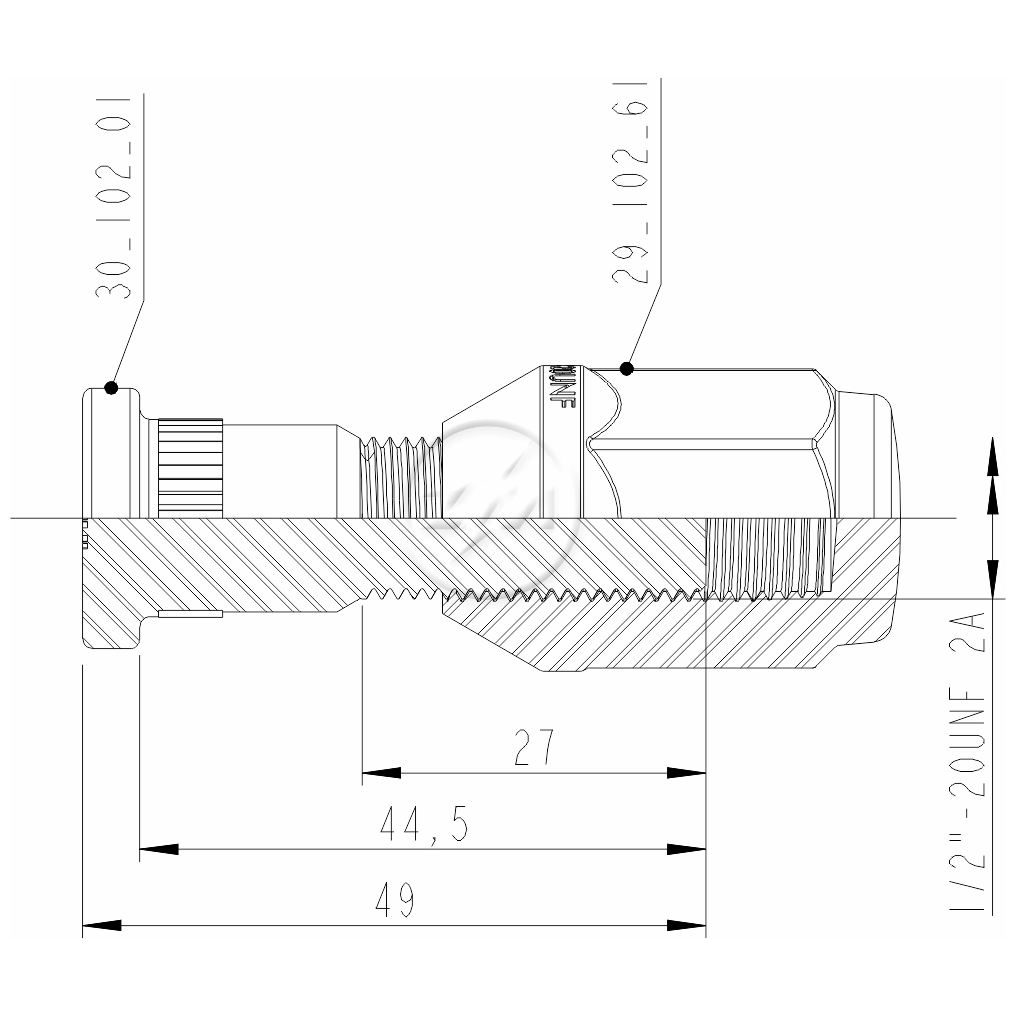 Kit 50 Parafuso Roda 1/2"x44,5/49xCH13/16"xH36 - ZM - (2)