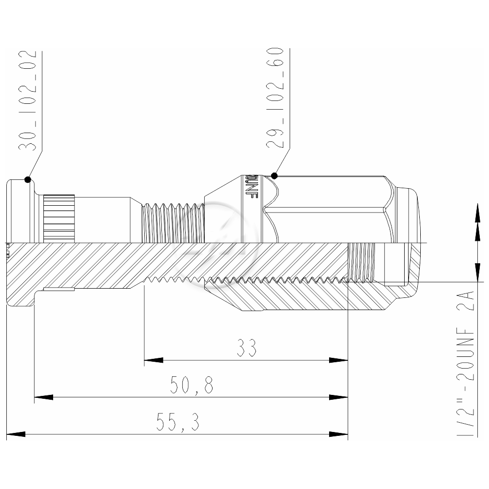 Kit 50 Parafuso Roda 1/2"x50,8/55,3xCH3/4"xH35 - ZM - (2)