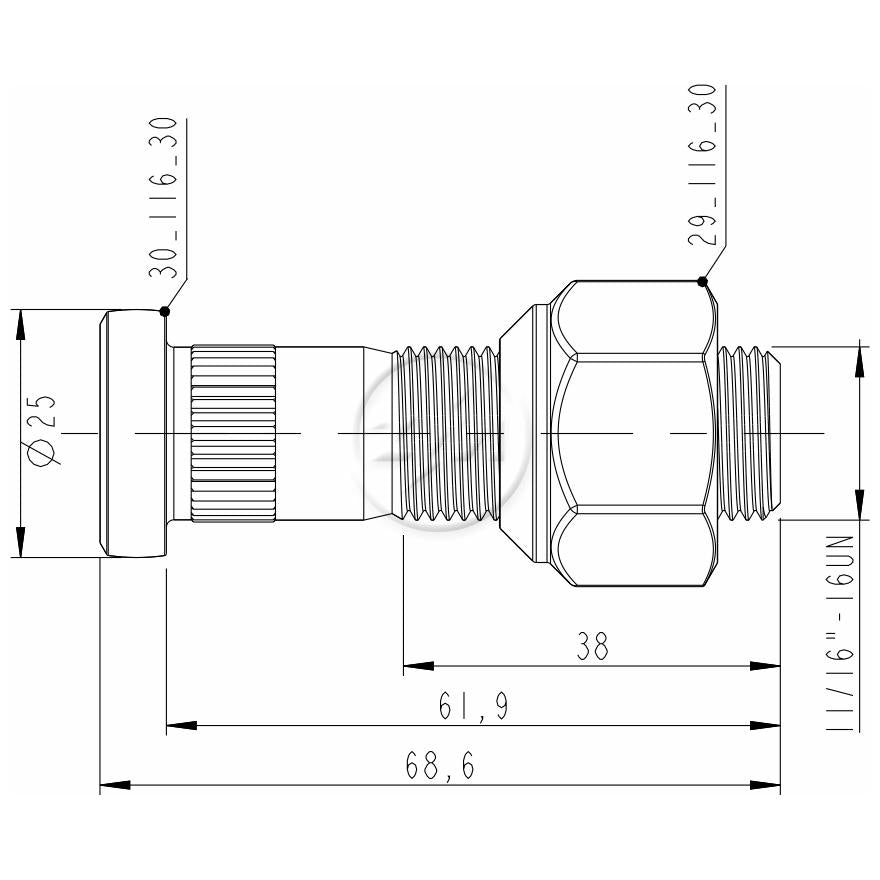 Kit 20 Parafuso Roda 11/16"x61,9/68,6 - ZM - 40.116.30 - (2)