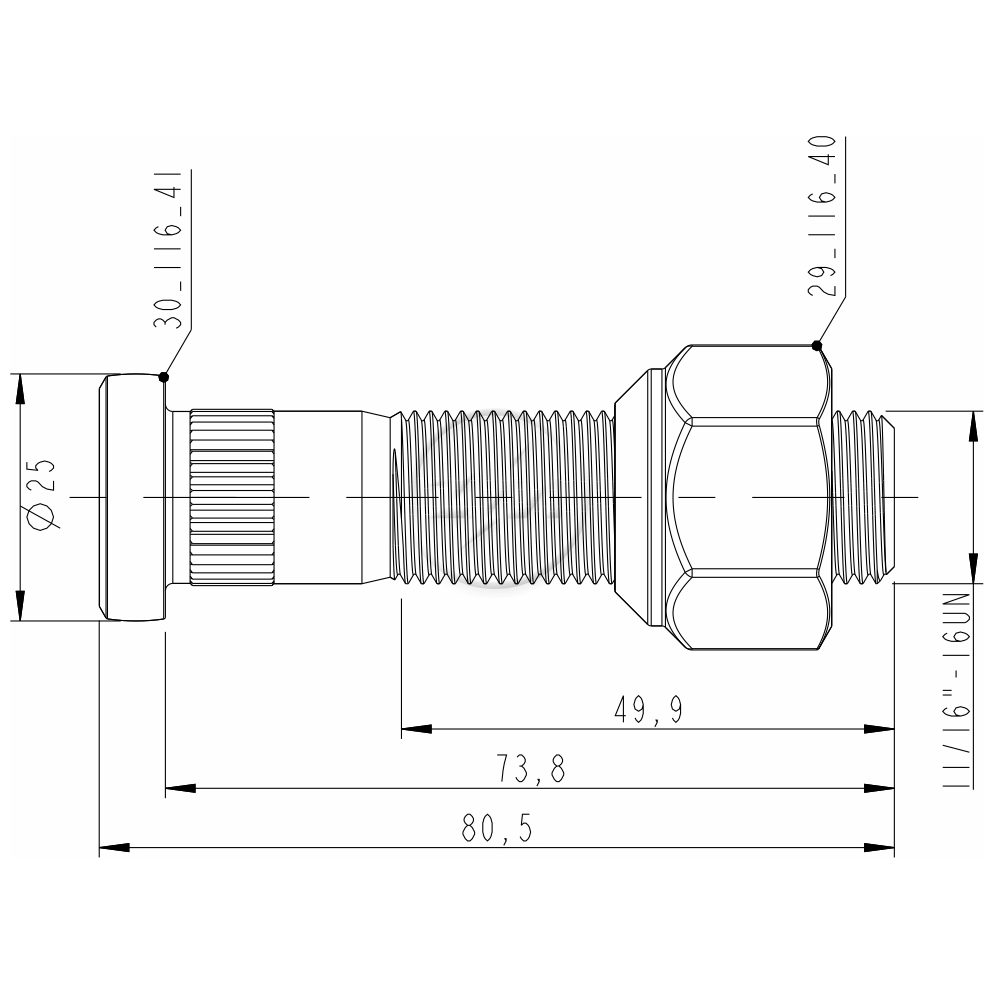 Kit 20 Parafuso Roda 11/16"x73,8/80,5 - ZM - 40.116.41 - (2)