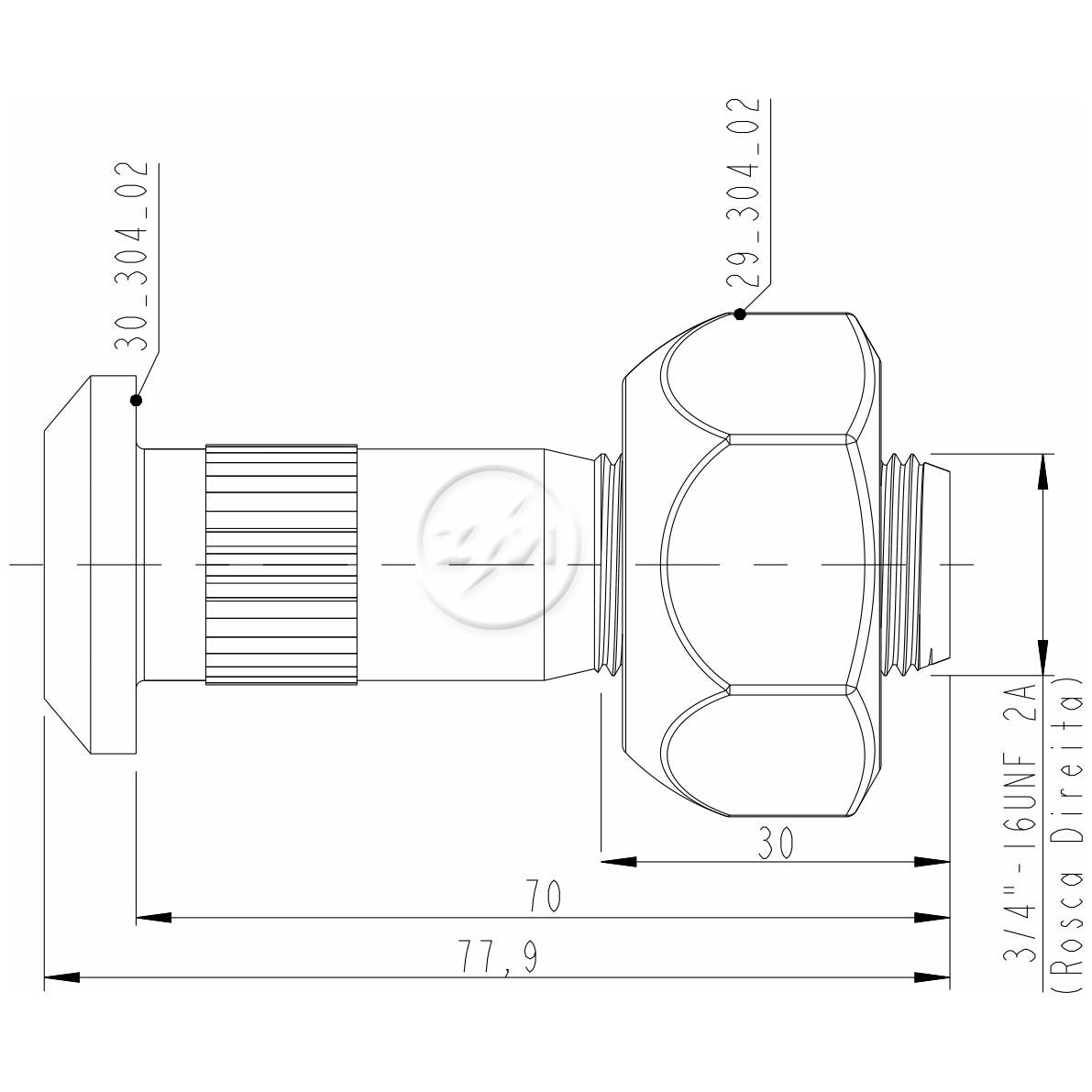 Kit 15 Parafuso Roda 3/4"x70/77,9xCH1.1/2"xH22 - ZM - (2)
