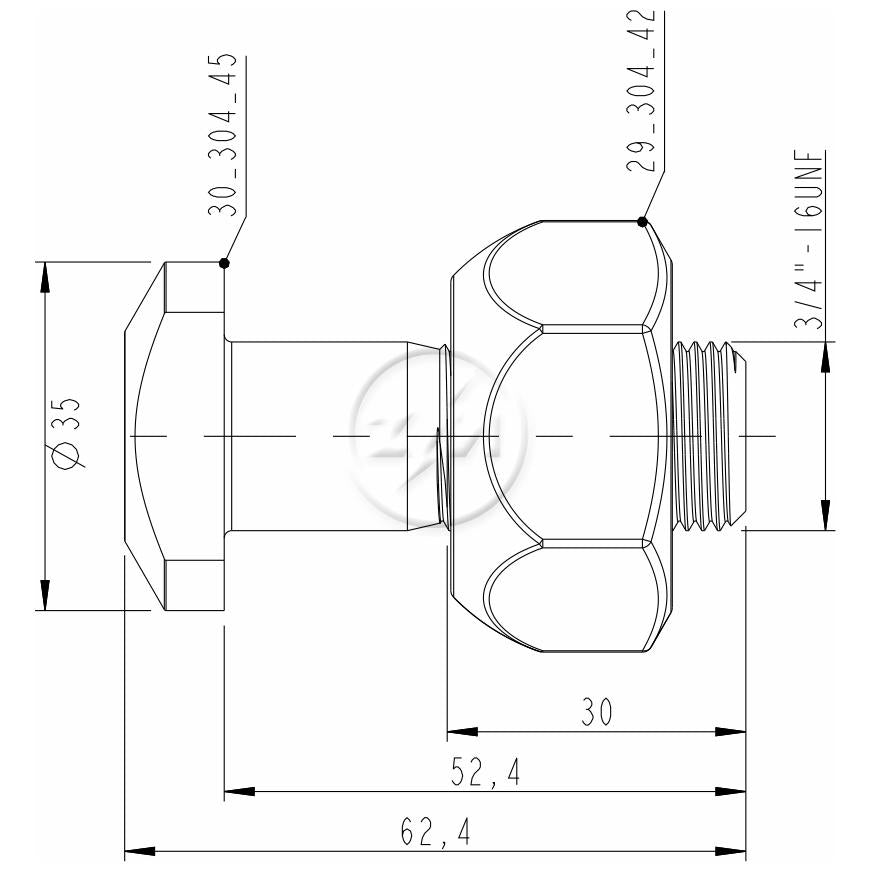 Kit 20 Parafuso Roda 3/4"x52,4/62,4xCH1.1/2" - ZM - (2)