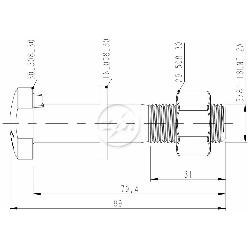 Kit 40 Parafuso Roda 5/8"x79,4/89xCH15/16" - ZM - 40.508.30 - (2)