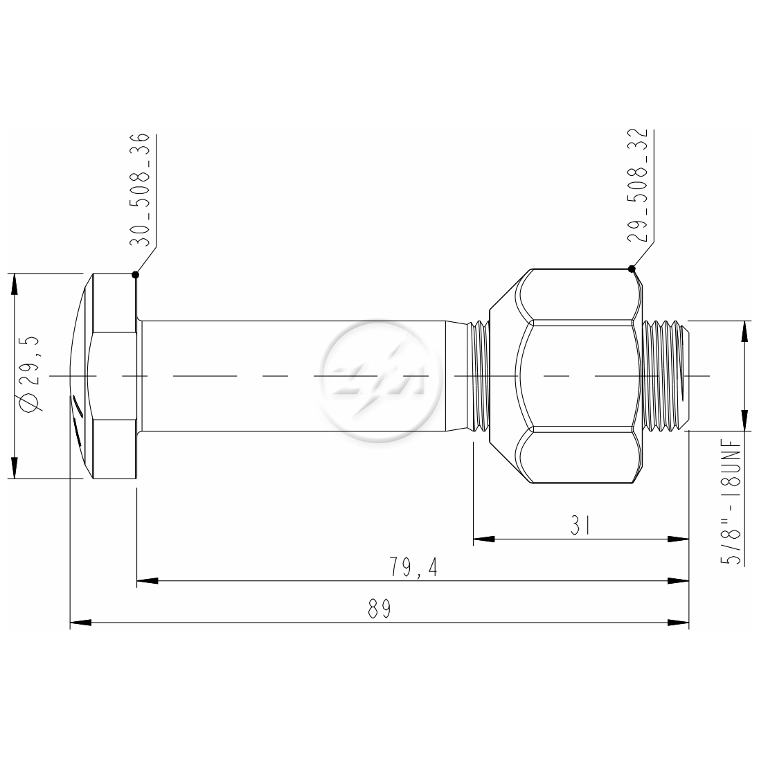 Kit 20 Parafuso Roda 5/8"x79,4/80,5xCH1.1/16" - ZM - (2)