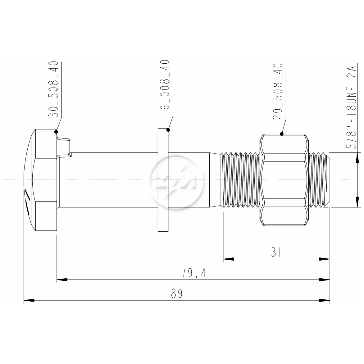 Kit 40 Parafuso Roda 5/8"x79,4/89xCH15/16" - ZM - 40.508.40 - (2)