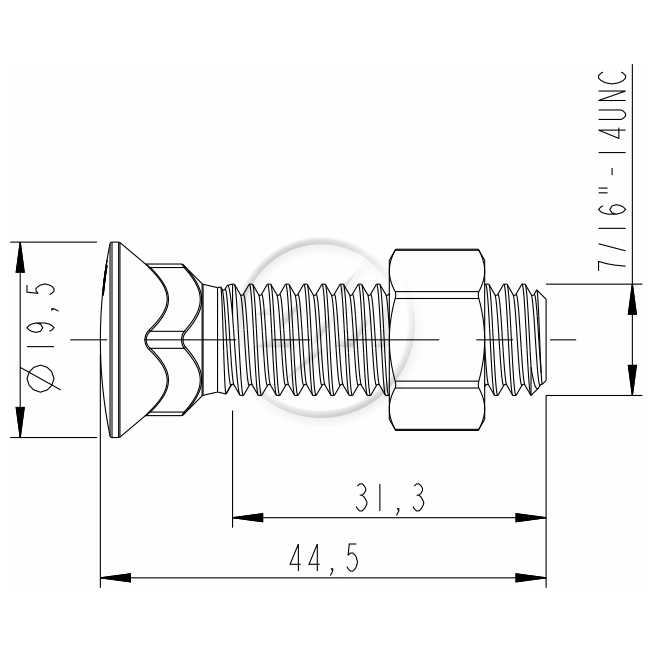 Kit 100 Parafuso Arados 7/16"x 1,3/4"xCH5/8" - ZM - (2)