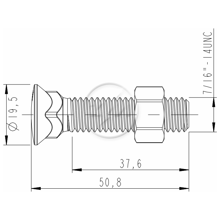 Kit 100 Parafuso para Arados 7/16"x 2"xCH5/8" - ZM - (2)