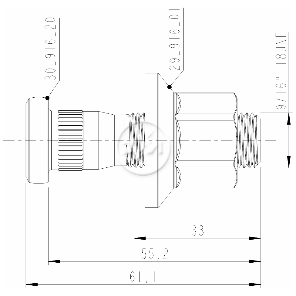 Kit 30 Parafuso Roda 9/16"x55,2/61,1xCH7/8" - ZM - 40.916.20 - (2)